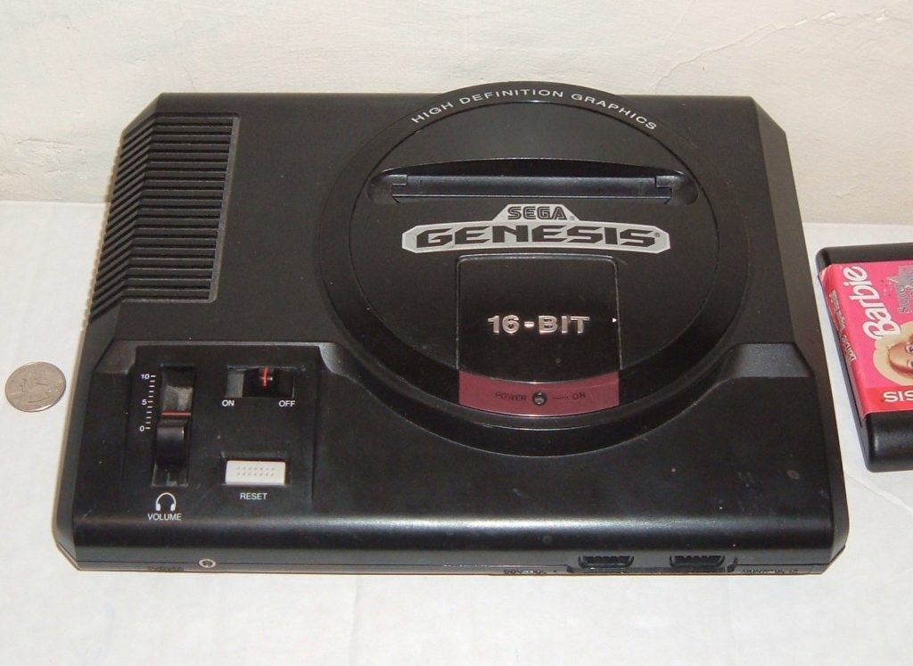 Original North American Sega Genesis console with controller and game cartridge