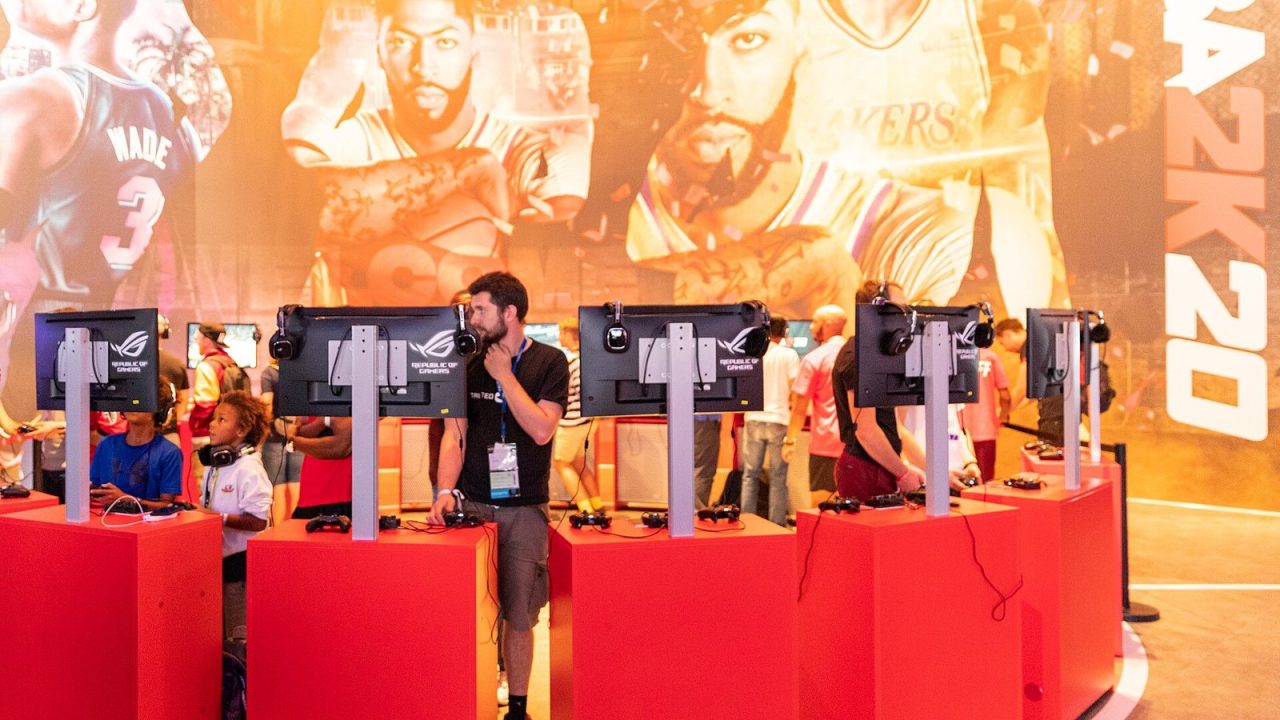 NBA 2K display on the 2K stand at Gamescom 2019 in Cologne